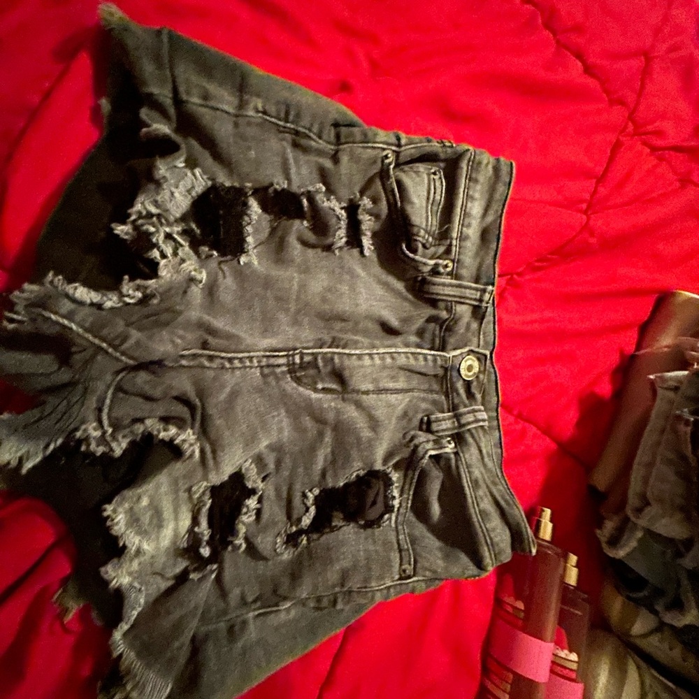 Rue21 Distressed Black Denim Shorts